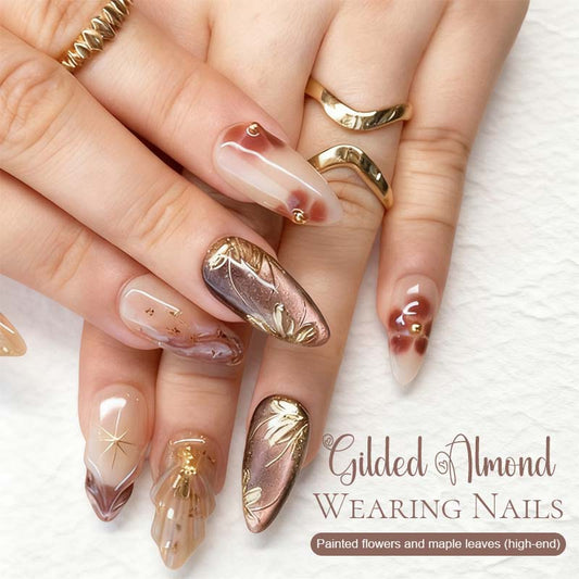 Aurabella™ – Golden Almond Shaped Nail Set (50% Off)