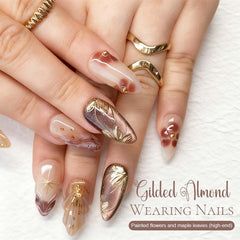Aurabella™ – Golden Almond Shaped Nail Set (50% Off)