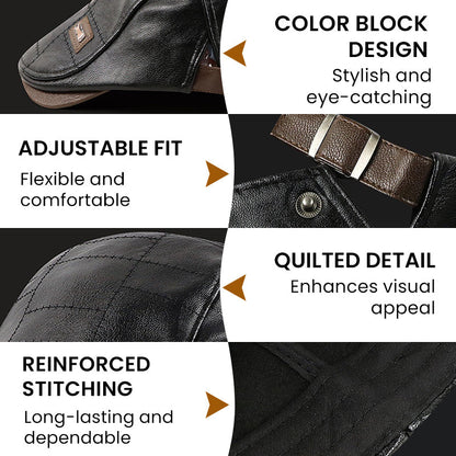 Northmere™ – Fleece-Lined PU Leather Flat Cap