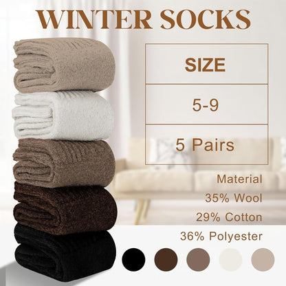 Velmora™ – Wool-Blend Thermal Crew Socks (5 Pairs)