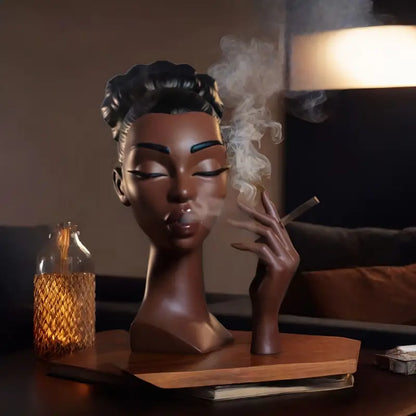 Scentra™ - Luxury Black Woman Head Incense Sculpture