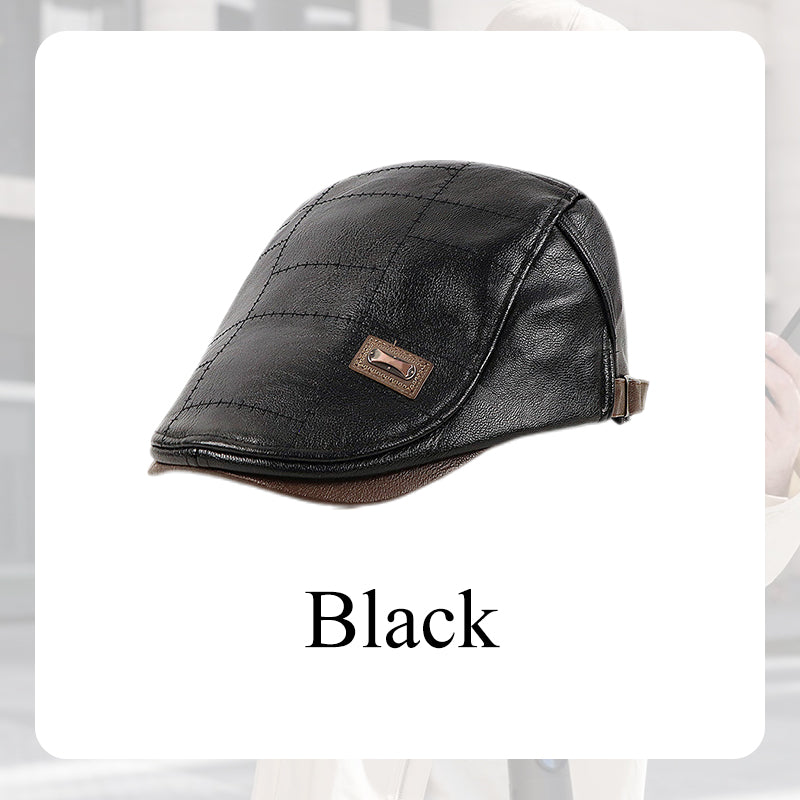 Northmere™ – Fleece-Lined PU Leather Flat Cap