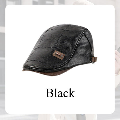 Northmere™ – Fleece-Lined PU Leather Flat Cap