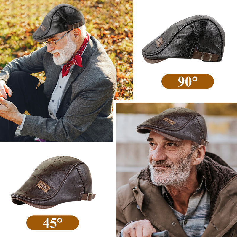 Northmere™ – Fleece-Lined PU Leather Flat Cap