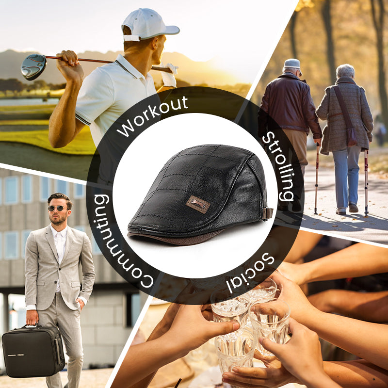 Northmere™ – Fleece-Lined PU Leather Flat Cap