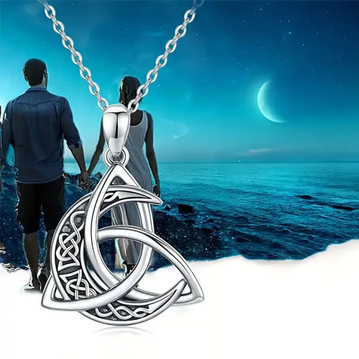 Mythara™ – Viking Trinity Knot Moon Necklace (1+1 Free)