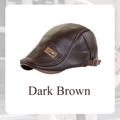 Northmere™ – Fleece-Lined PU Leather Flat Cap