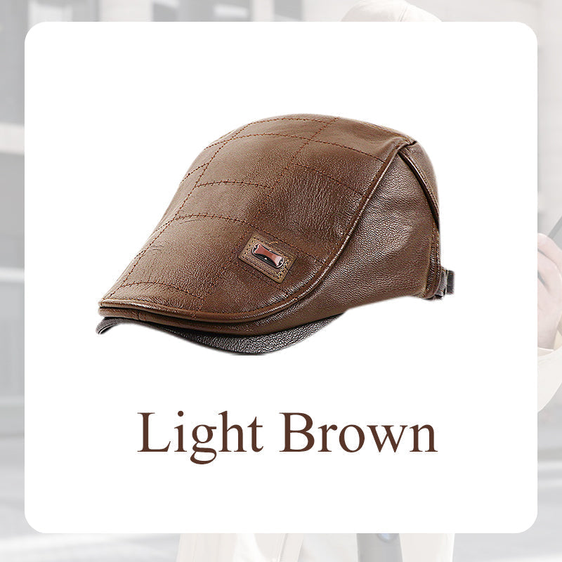 Northmere™ – Fleece-Lined PU Leather Flat Cap